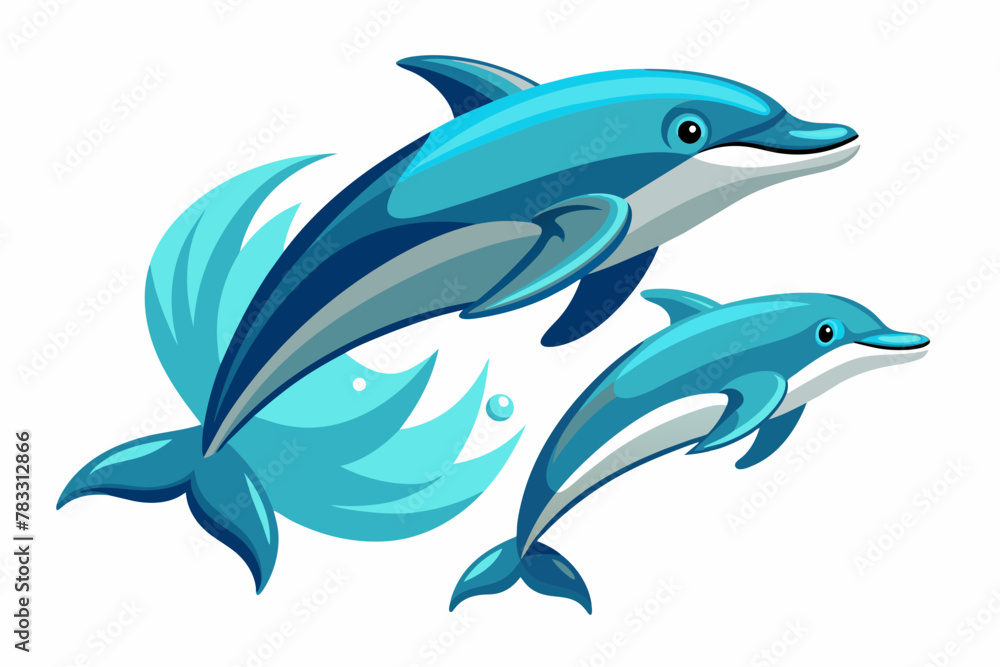 Fototapeta premium A dolphins jumping, no background