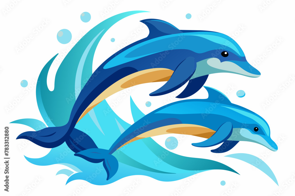 Fototapeta premium A dolphins jumping, no background