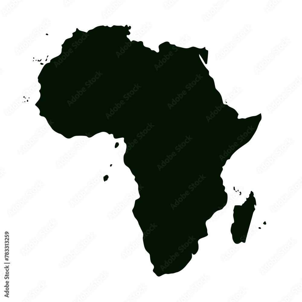 Continent Africa, abstract silhouette of african map with geometric ethnic pattern and tribal traditional ornament. Simplified contour graphic of the african continent suitable for various designs