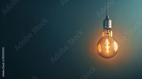 Light bulb on dark background. AI.