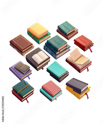 3d illustration stack of book isolated background