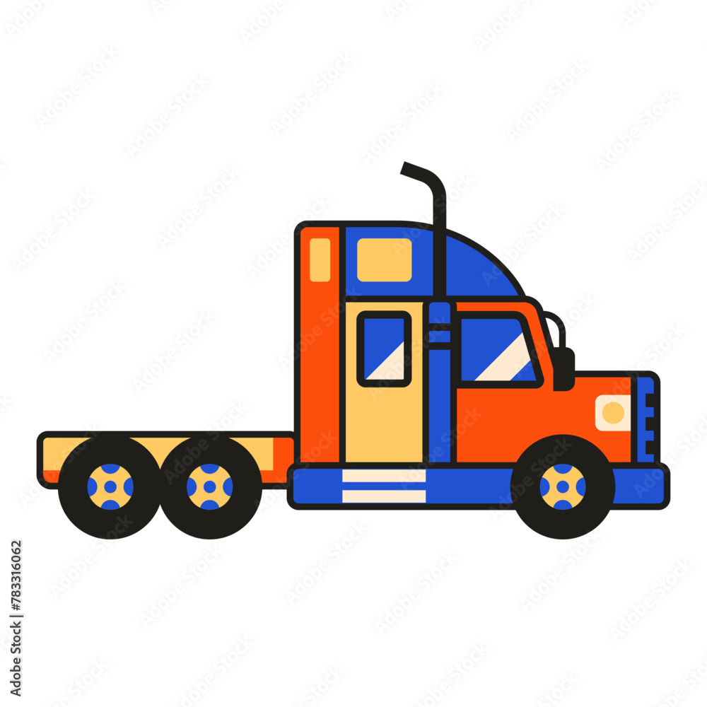 Freight Cargo Truck Icon in Flat Design