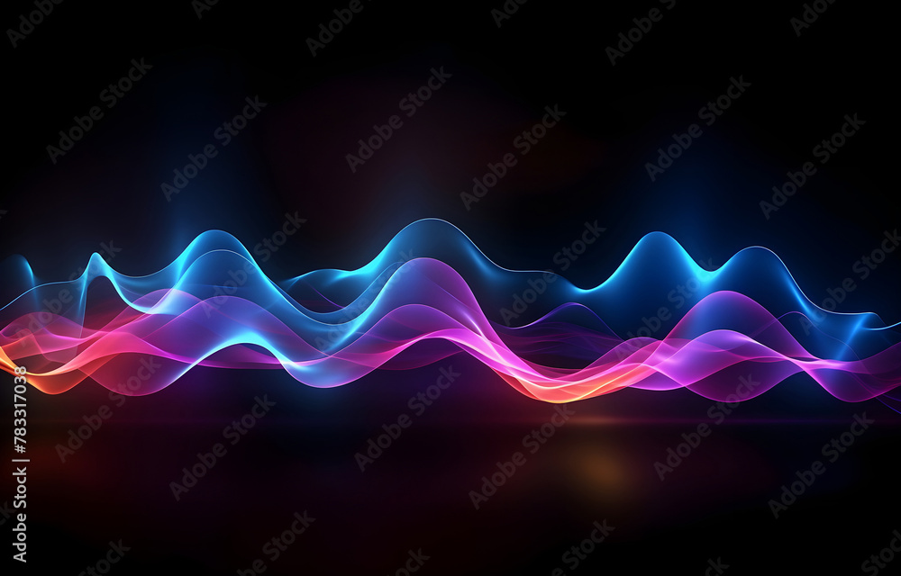 Neon sound wave abstract on dark background