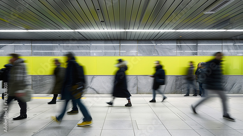 Gente andando en el anden del metro