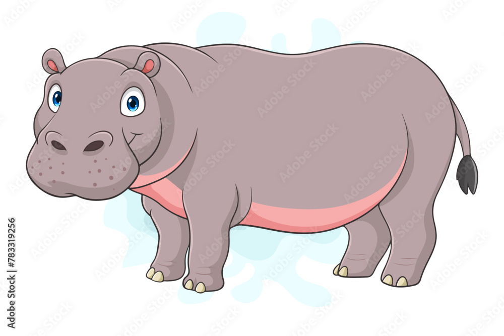 Fototapeta premium Cartoon hippopotamus on white background