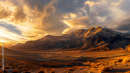 Sunset Over Mountainous Terrain With Dramatic Cloudscape