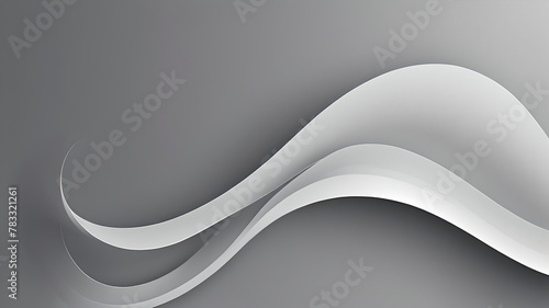 White gradient abstract curve pattern on gray background.