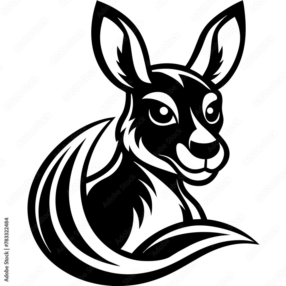 kangaroo-mascot-logo-vector-with-solid-black-and-w