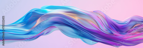 Wave-like forms in shades of blue and purple, flowing elegantly across a gentle pastel-hued backdrop.