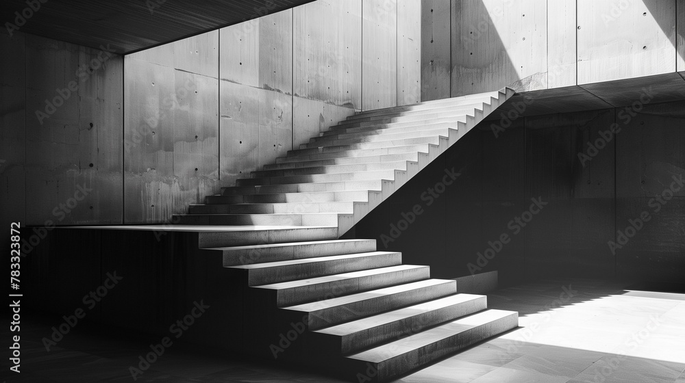 Fototapeta premium Staircase architectual, stairway in building, concrete futuristic ceiling