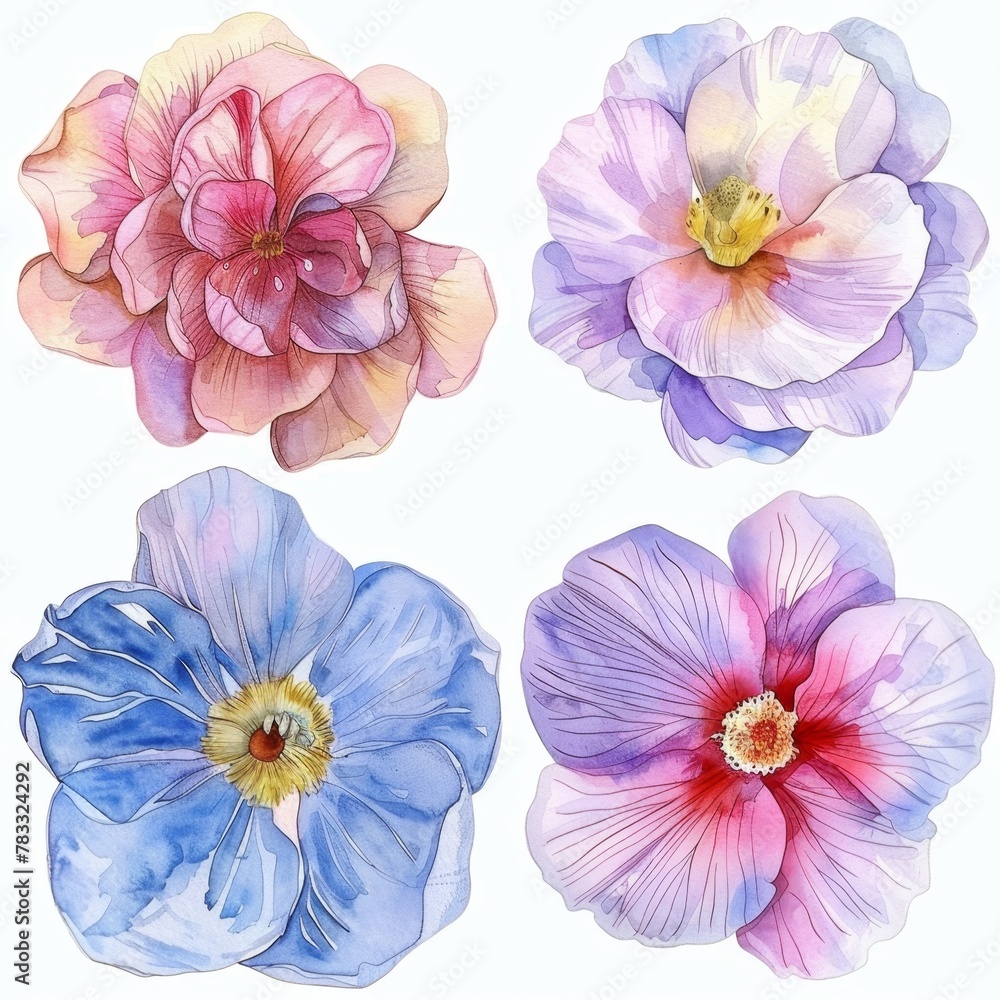 set of watercolor flowers set of watercolor flowers