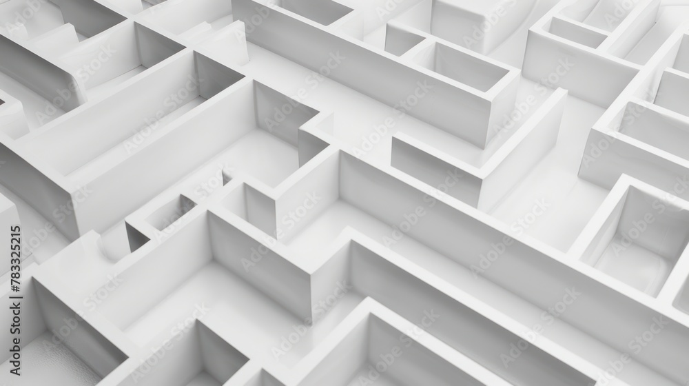 Endless Complexity: A 3D Maze - Aerial view of an intricate and endless 3D white maze. Endless Complexity: A 3D Maze - Aerial view of an intricate and endless 3D white maze.