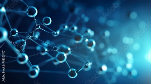A visually stunning molecular structure on a blue background, representing connectivity and science