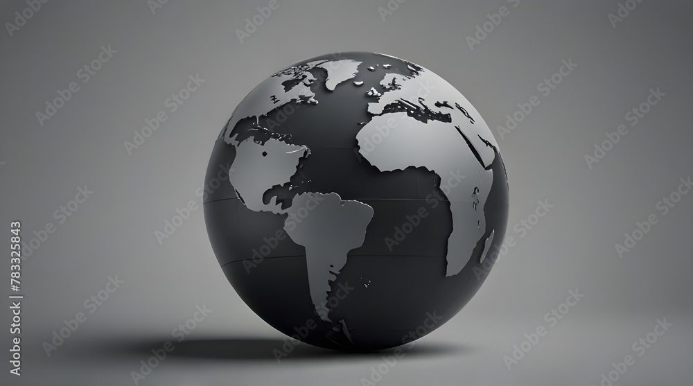 globe planet icon on a grey background .Generative AI