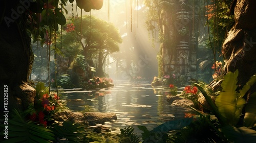 A beautifully rendered river scene in a magical forest setting that captures the imagination and sense of adventure © Nicholas