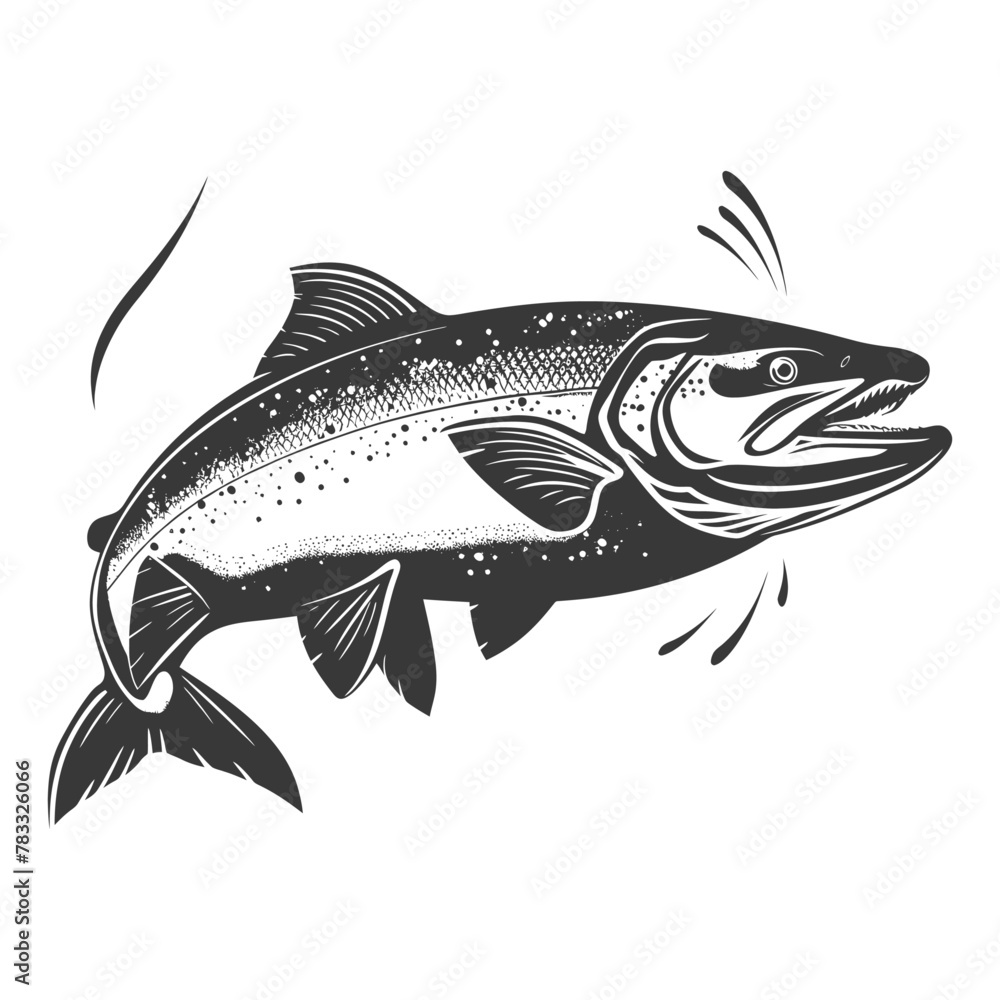 Silhouette salmon fish animal black color only full body Silhouette salmon fish animal black color only full body
