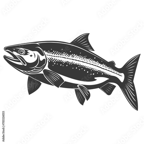 Silhouette salmon fish animal black color only full body