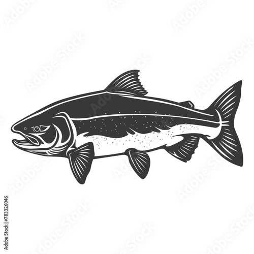 Silhouette salmon fish animal black color only full body