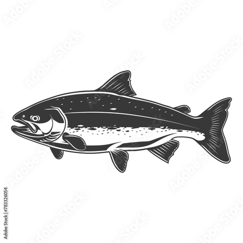 Silhouette salmon fish animal black color only full body © NikahGeh