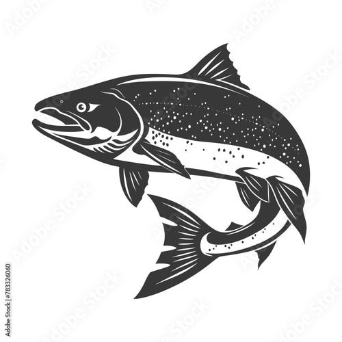 Silhouette salmon fish animal black color only full body
