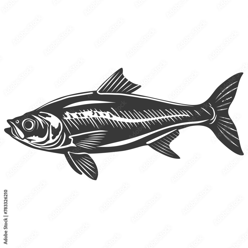 Silhouette sardine fish animal black color only full body Silhouette sardine fish animal black color only full body
