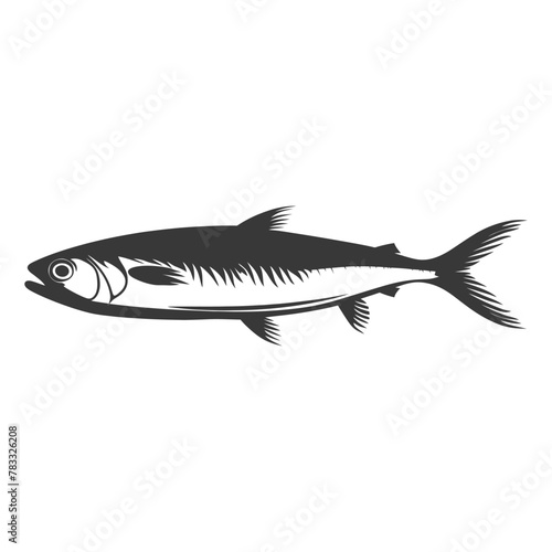 Silhouette sardine fish animal black color only full body