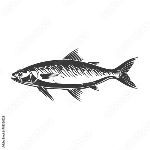 Silhouette sardine fish animal black color only full body