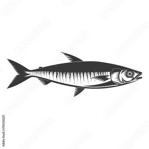 Silhouette sardine fish animal black color only full body