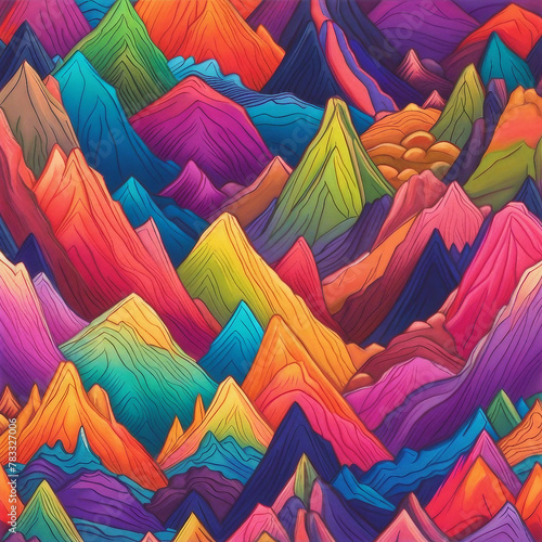 colorful mountains illustration background