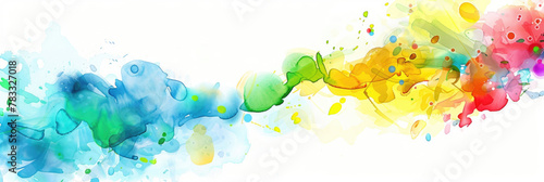 horizontal banner, watercolor illustration, international children's Day, abstract background, multicolored rainbow streaks, paint texture, copy space, free space for text photo