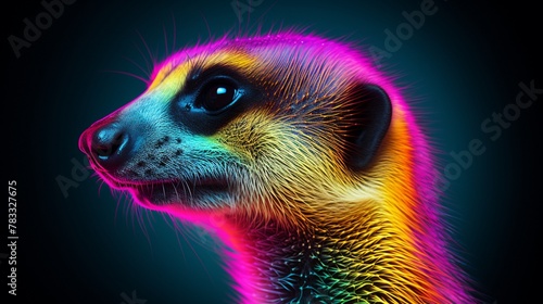 Abstract neon Meerkat animal painting image 