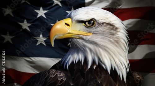 An evocative image of a bald eagle against the American flag, symbolizing vigilance and the nation's enduring spirit