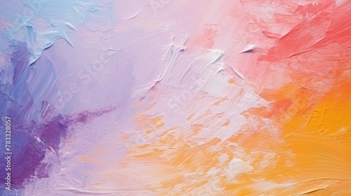 Soft and soothing abstract painting with pastel pink  purple  blue  and orange tones and rich texture
