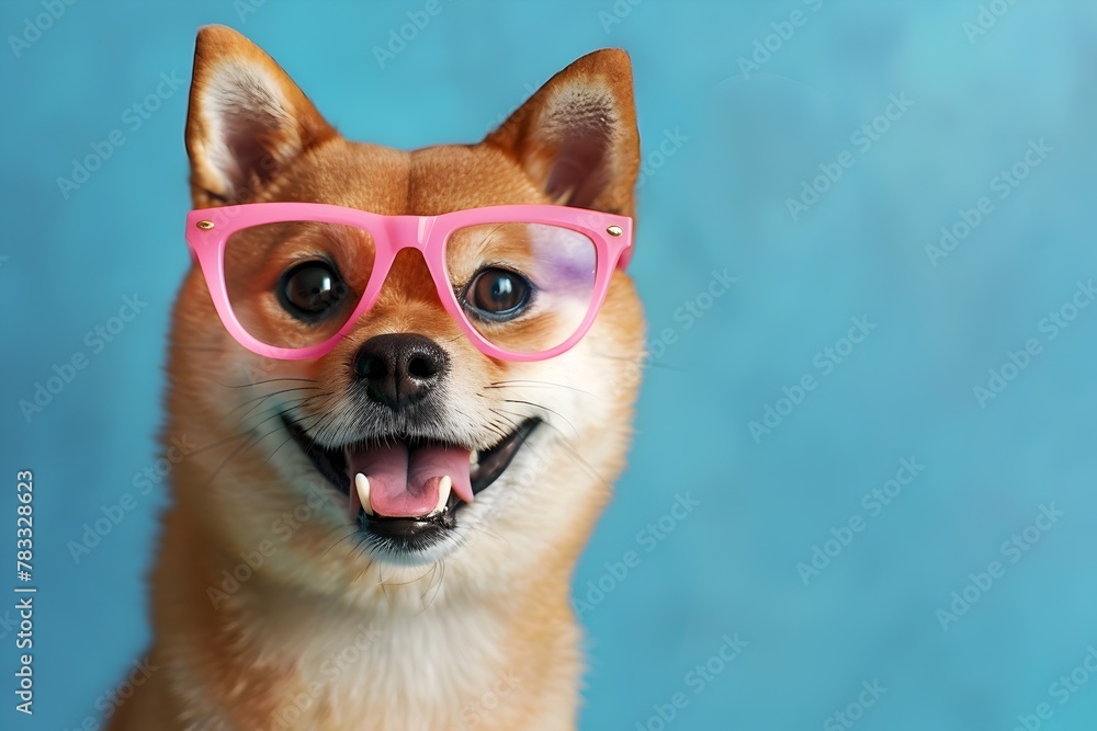 Ginger Shiba Inu Erupts in Joyous Surprise while Wearing Pink Glasses