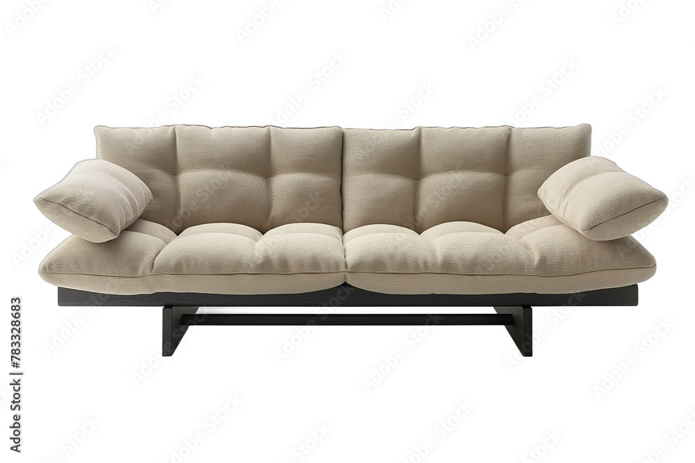Fototapeta premium Elegant and modern twoseater sofa with cream upholstery and black wooden base