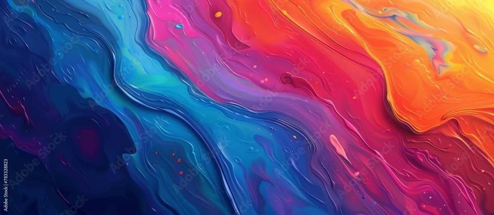 Vivid liquid painting captured in a detailed close-up on a textured surface, showcasing a colorful display of artistry