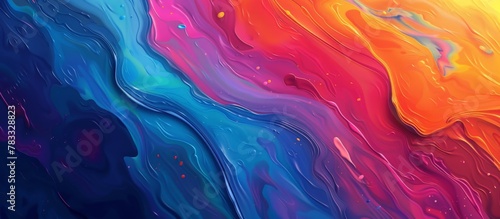 Vivid liquid painting captured in a detailed close-up on a textured surface, showcasing a colorful display of artistry