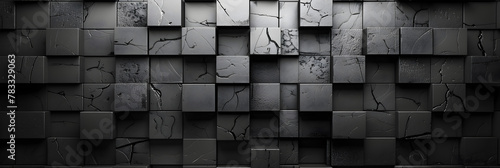 Monochrome dark geometric grid background,
Dark 3d blocks abstract background grunge surface 3d rendering
