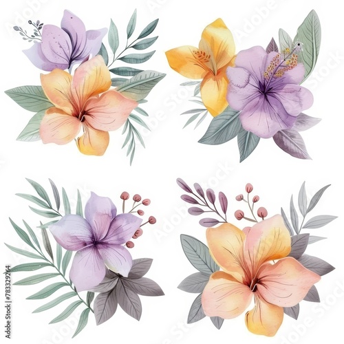 set of watercolor flowers