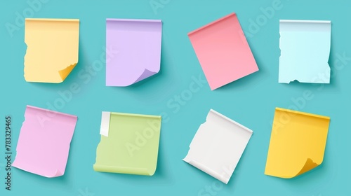 Colorful blank notepaper memo messages for notice information at office board. AI generated image