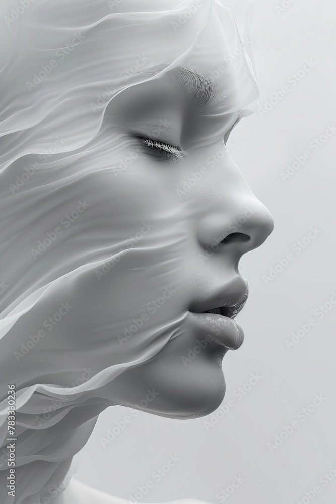 Portrait of a woman in monochrome style. The concept of tenderness and femininity Portrait of a woman in monochrome style. The concept of tenderness and femininity