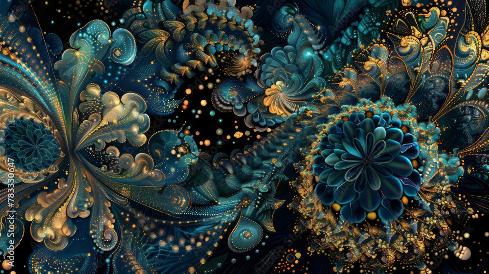 Intricate fractal art depicting a stunning abstract cosmic scene Intricate fractal art depicting a stunning abstract cosmic scene