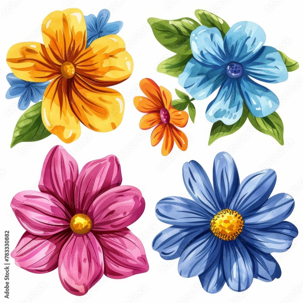 Fototapeta premium set of watercolor flowers