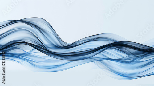 Abstract blue smoke waves on white background