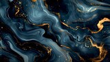 Elegant Abstract Art. Swirling Blue and Gold Marble Texture. Perfect for Background or Wallpaper Use. Luxurious Fluid Art Patterns. Modern Design. AI
