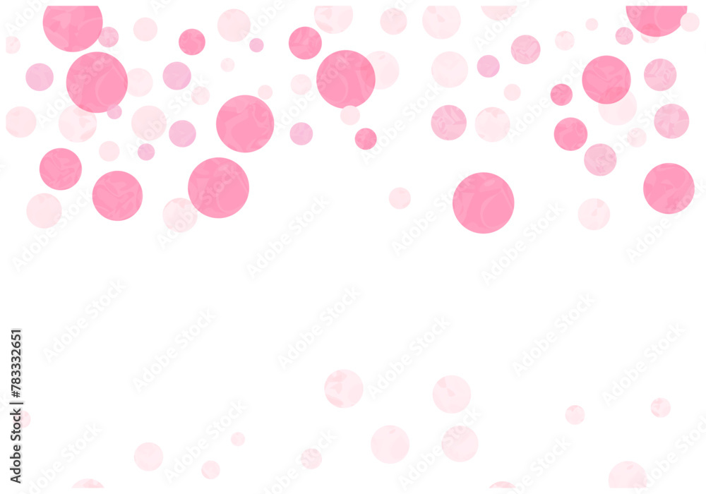 手描きの水彩水玉フレーム背景6桜色