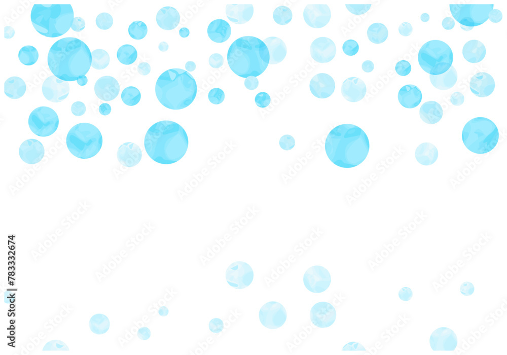 手描きの水彩水玉フレーム背景6水色