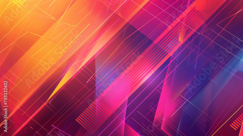 Abstract digital neon background with geometric lines