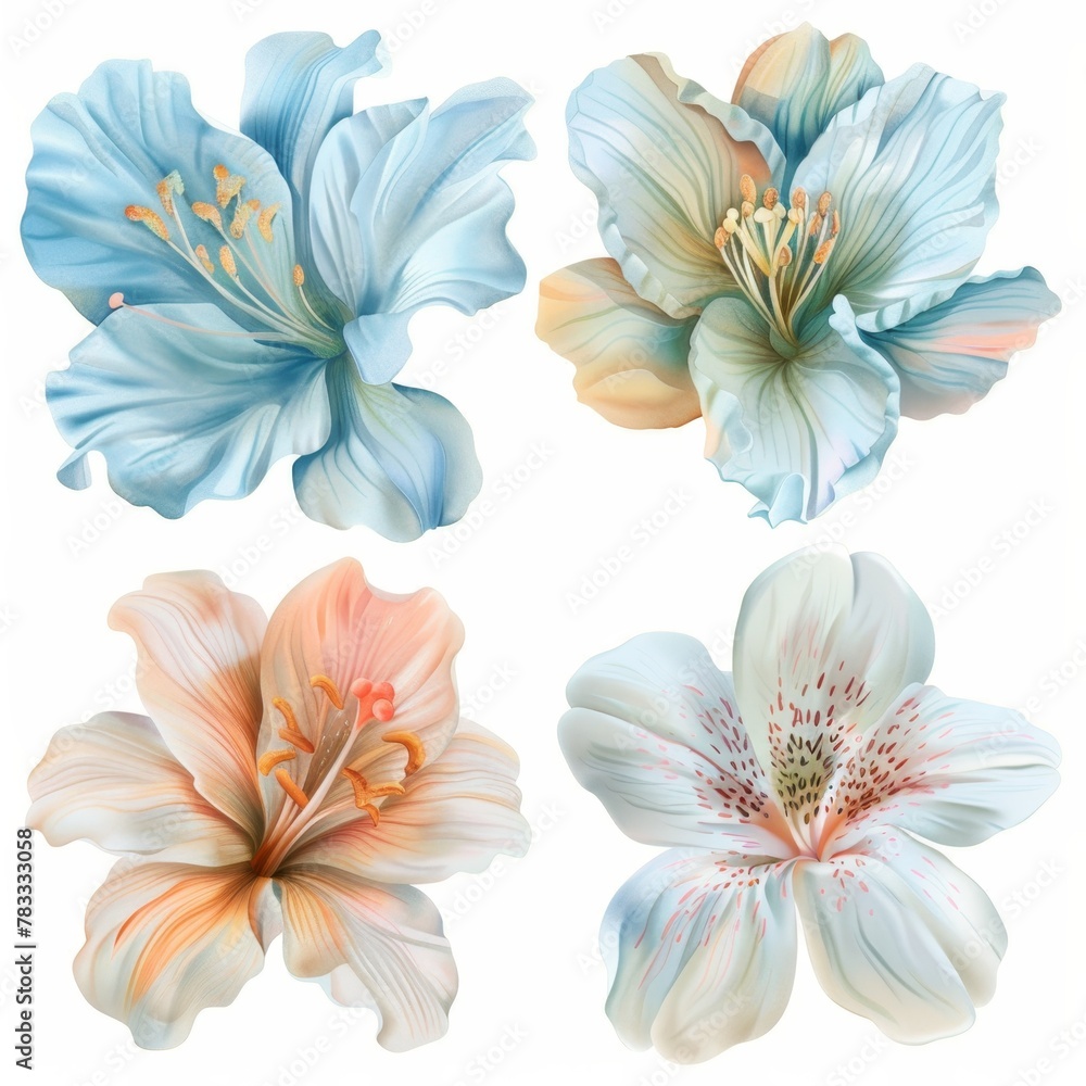 set of watercolor flowers