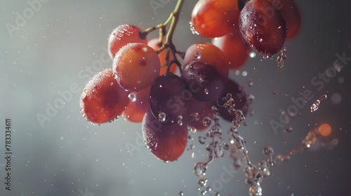 Grapes, colliding and exploding, crashing flying